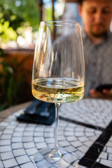 white wine in the cafe
