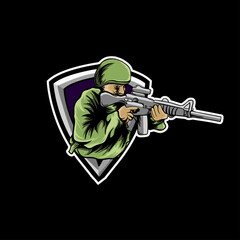 sniper with gun mascot esport logo gaming
