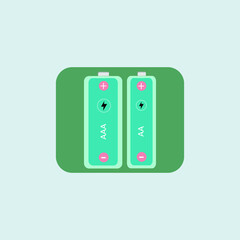 Vector image of batteries with plus and minus signs. Use for AAA or AA size battery or cell usage