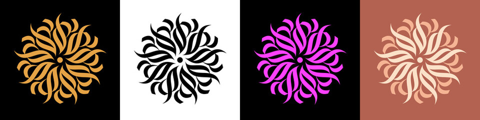 Abstract calligraphic ornament. Golden mandala and rangoli, calligraphic pattern