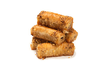 Delicious sweet baklava isolated on white background.