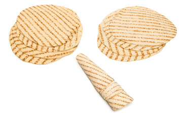 Grilled pitta bread isolated on white background.
