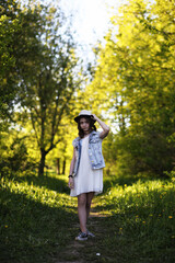 Girl in the park in the spring