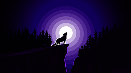 Howling Wolf Silhouette Moonlight