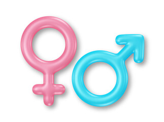 Male and female gender symbols isolated on white background