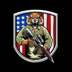 tiger american army vector illustration