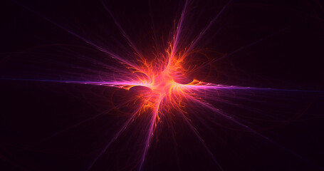 3D rendering abstract multicolor fractal light background