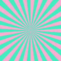 Blue pink color burst background. Rays background in retro style. Vector.
