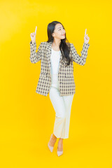 Portrait beautiful young asian woman smile with action