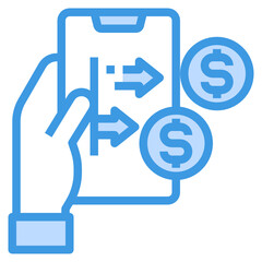 Mobile Payment blue outline icon