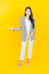 Portrait beautiful young asian woman smile with action