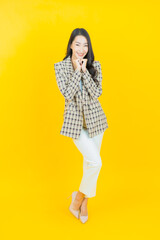 Portrait beautiful young asian woman smile with action