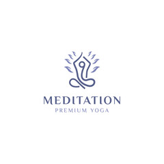 yoga meditation logo vector icon illustration modern style for your business