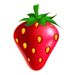 Obraz premium Strawberry fruit whole fresh organic, red color, green leaf. Vector illustration symbol icon cartoon