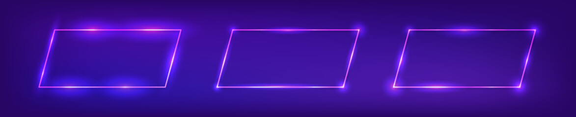 Neon rectangular frame with shining effects