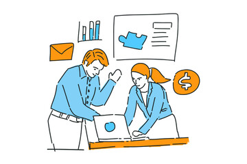 partner business work together drawn illustration