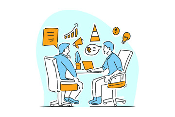 two businessman discussion drawn illustration