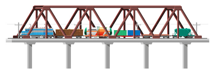 Cargo Train on Bridge