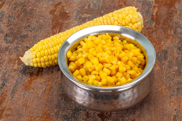 Young corn seeds in the bowl