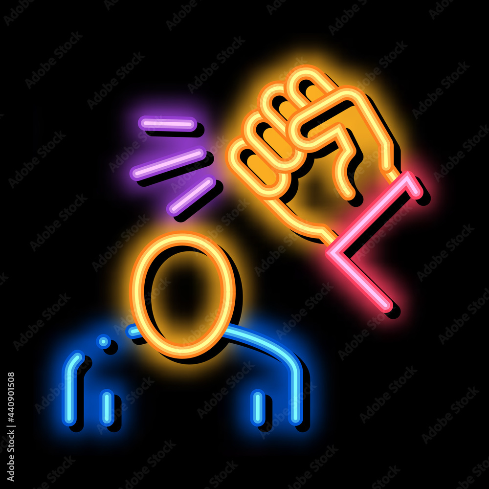 Canvas Prints beating man neon light sign vector. glowing bright icon beating man sign. transparent symbol illustr