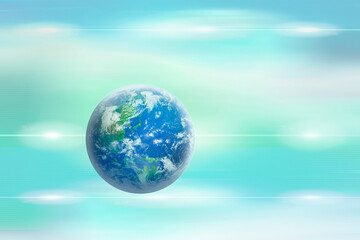 Obraz na płótnie Canvas 地球　世界　ワールド　通信　ネットワーク　DX　デジタル　テクノロジー　ビジネス　国際　空間　ブルー