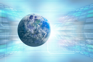 地球　世界　ワールド　通信　ネットワーク　DX　デジタル　テクノロジー　ビジネス　国際　空間　ブルー