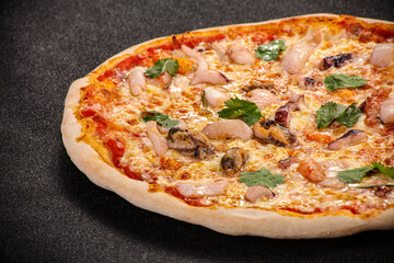 Italian traditional Pizza with seafood