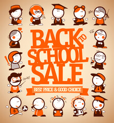 Back to school sale vector banner design template