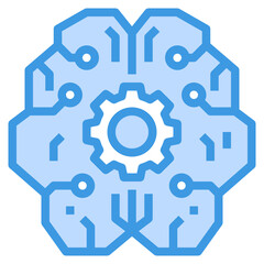 Artificial Intelligence blue outline icon