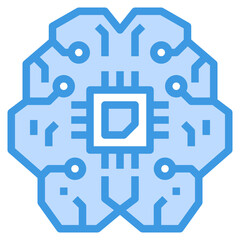 Brain blue outline icon