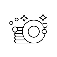 Clean dishes glass icon in flat black line style, isolated on white background 