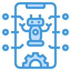 Robot Controller blue outline icon