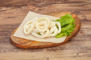 Raw squid rings for cooking