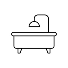 Bath tub icon in solid black flat shape glyph icon, isolated on white background 