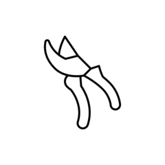 pruning shears icon in flat black line style, isolated on white background 
