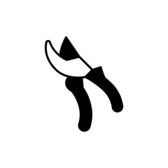 pruning shears icon in solid black flat shape glyph icon, isolated on white background 