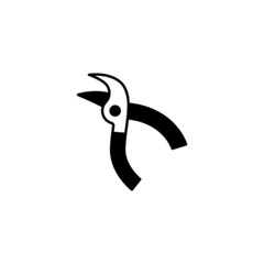pruning shears icon in solid black flat shape glyph icon, isolated on white background 
