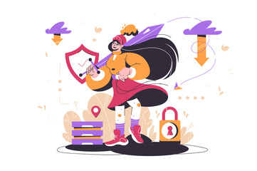 Girl as symbol for protecting information