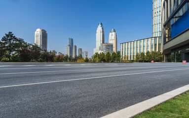 empty urban road with modern building in the city