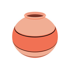 Clay pot vector illustration isolated on white background