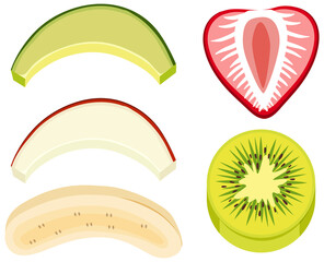 Sliced mixed fruit  on white background