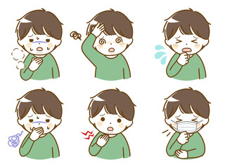 具合の悪い太った幼い少年