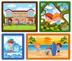 Set of different kids photo frames