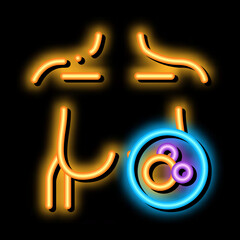 female breast neon light sign vector. Glowing bright icon female breast sign. transparent symbol illustration
