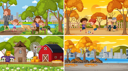 Different background scenes of nature in set