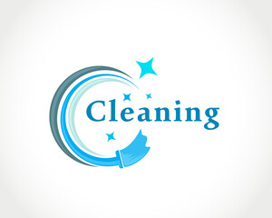 circle brush cleaning logo symbol design illustration