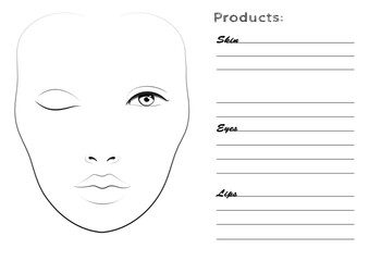 Face chart for make up artists