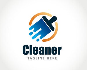 simple abstract circle brush cleaning coloring icon symbol logo design illustration