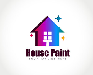 house home brush paint logo symbol design illustration