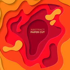 3D abstract background with paper-cut shapes. Vector design layout for business presentations, flyers, posters and invitations. Colorful carving art - red, orange and yellow